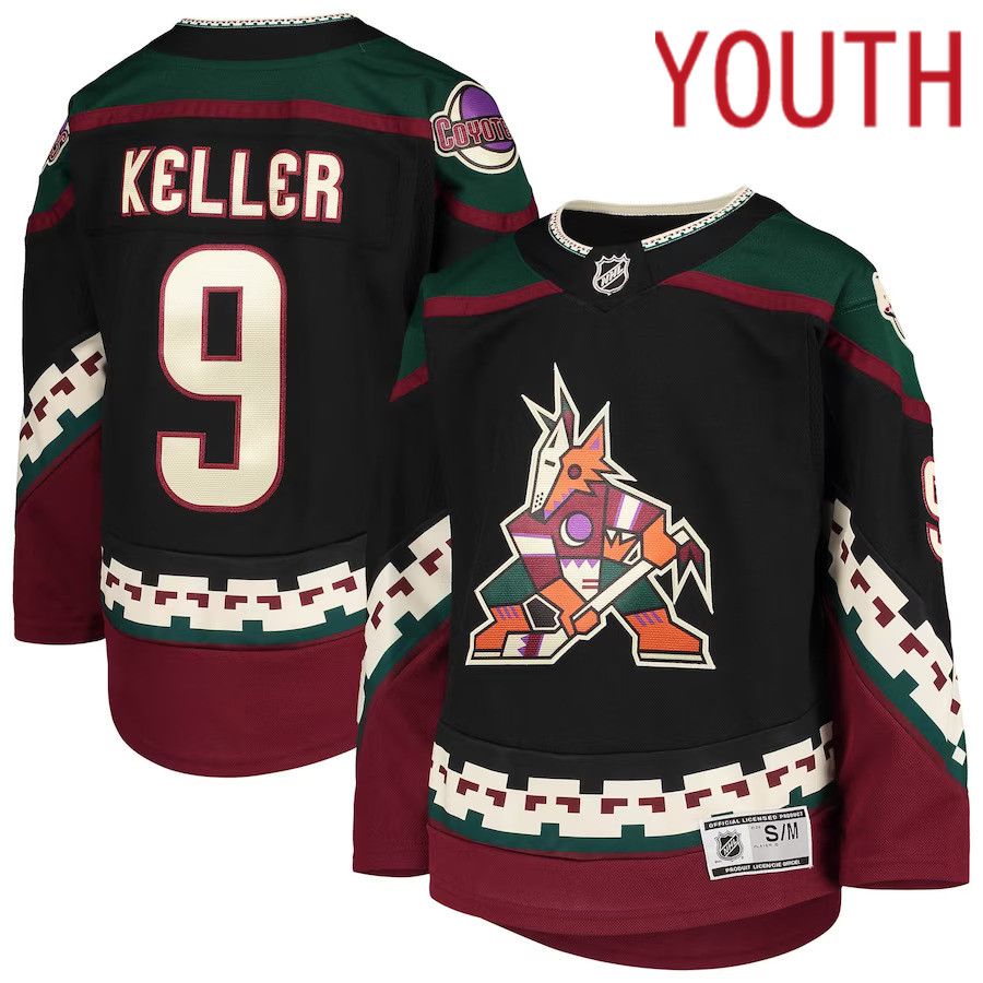 Youth Arizona Coyotes 9 Clayton Keller Black Home Premier Player NHL Jersey